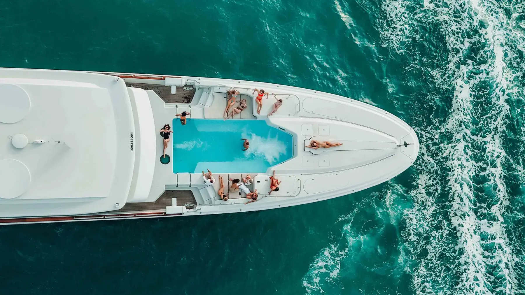 Aerial view of the Big Boaty decks and helipad area