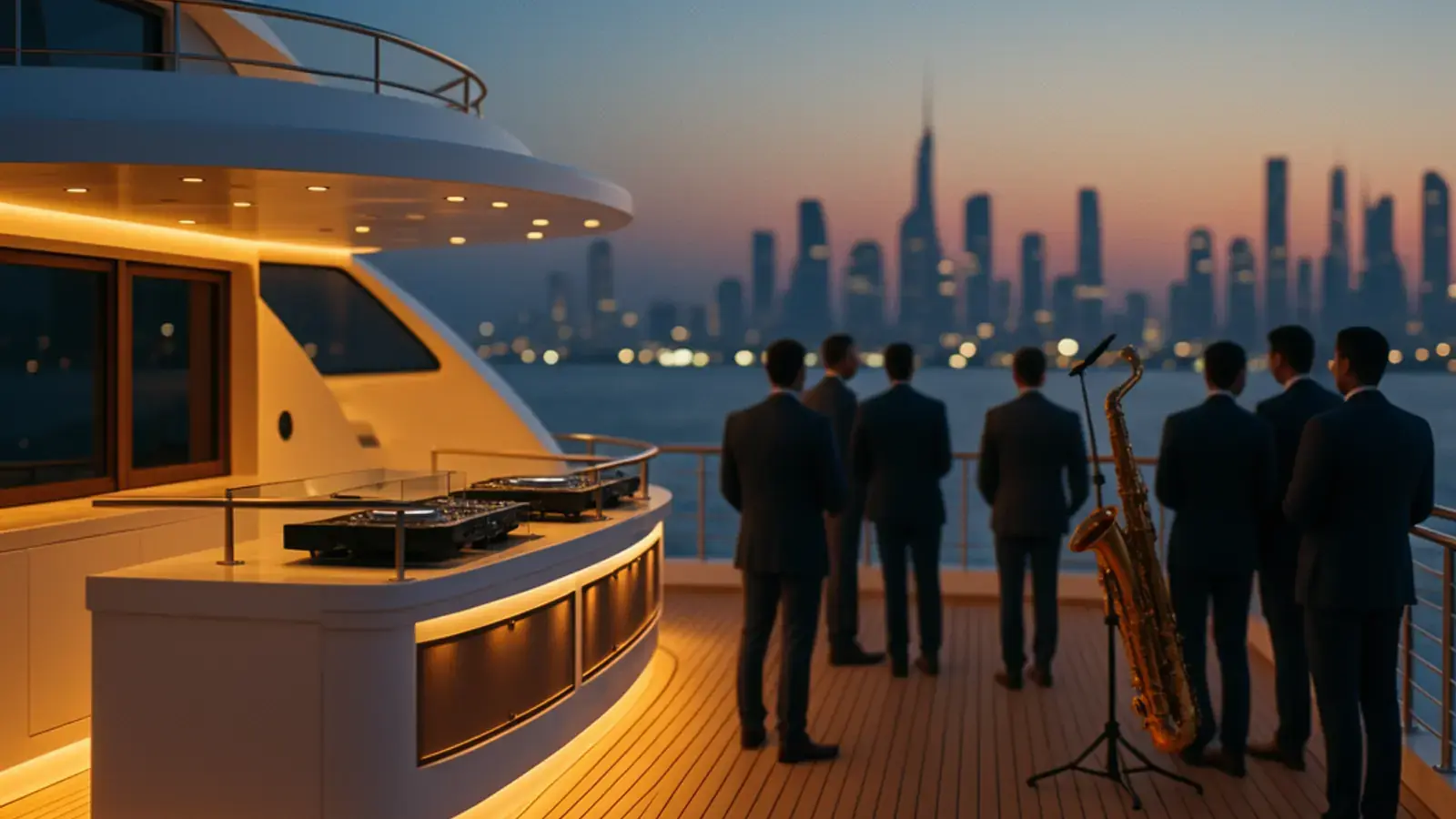 Saxophonist Yacht Dubai for Sunset Charters on a yacht in Dubai