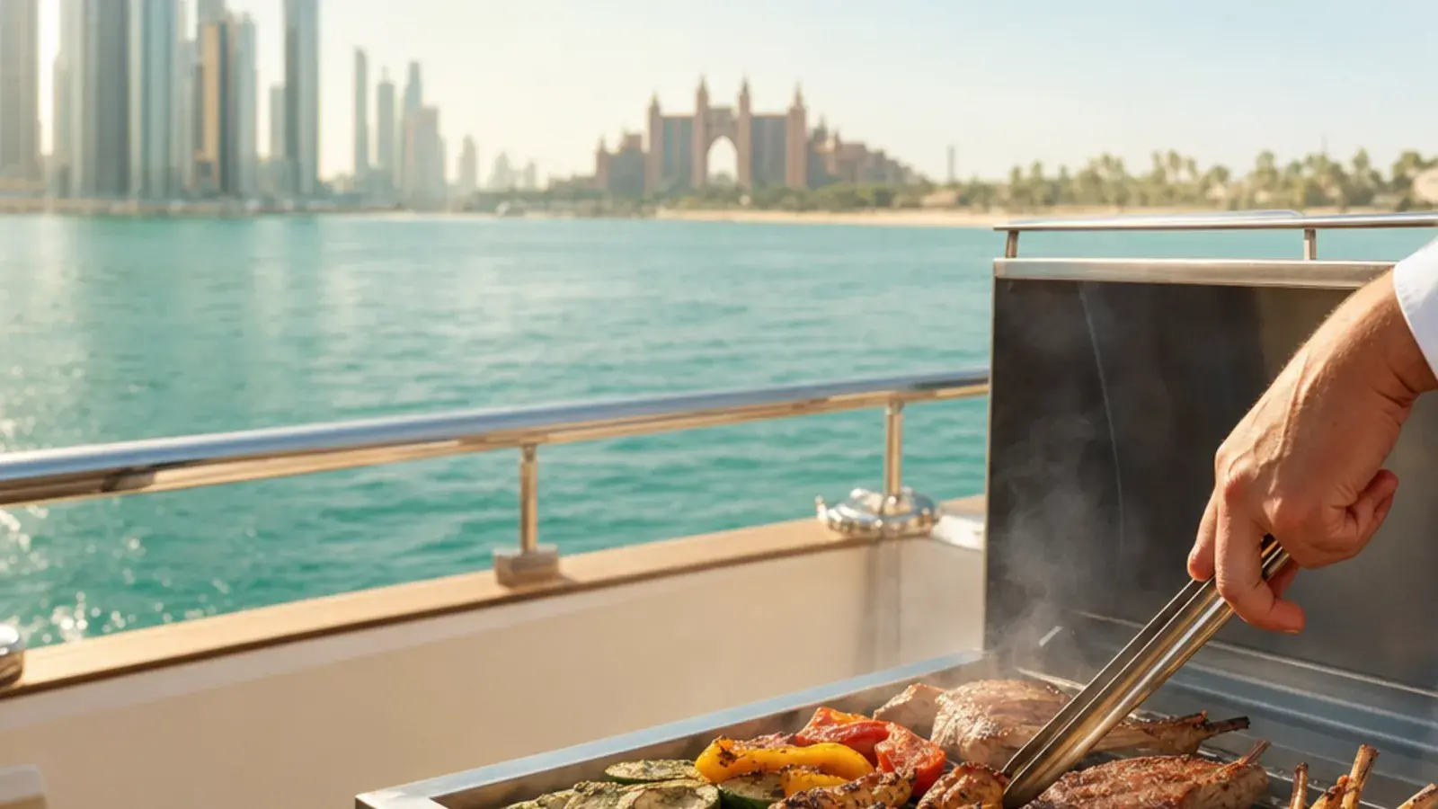 Live BBQ on a Dubai Yacht with a Private Chef on a yacht in Dubai
