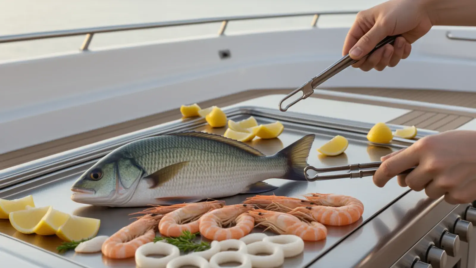 Live Seafood BBQ on Your Dubai Yacht on a yacht in Dubai
