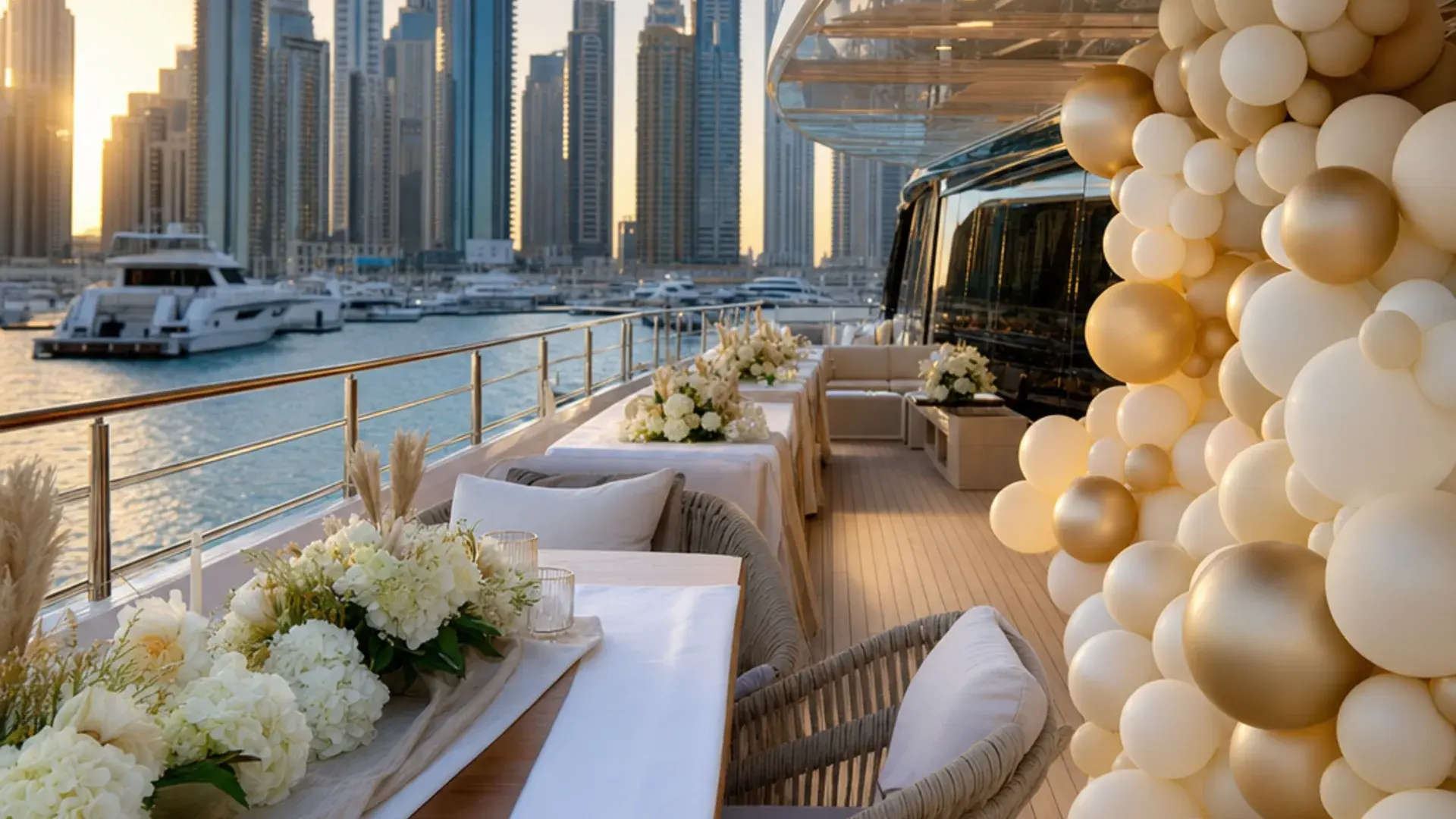 Yacht Decoration Dubai for Private Charters on a yacht in Dubai