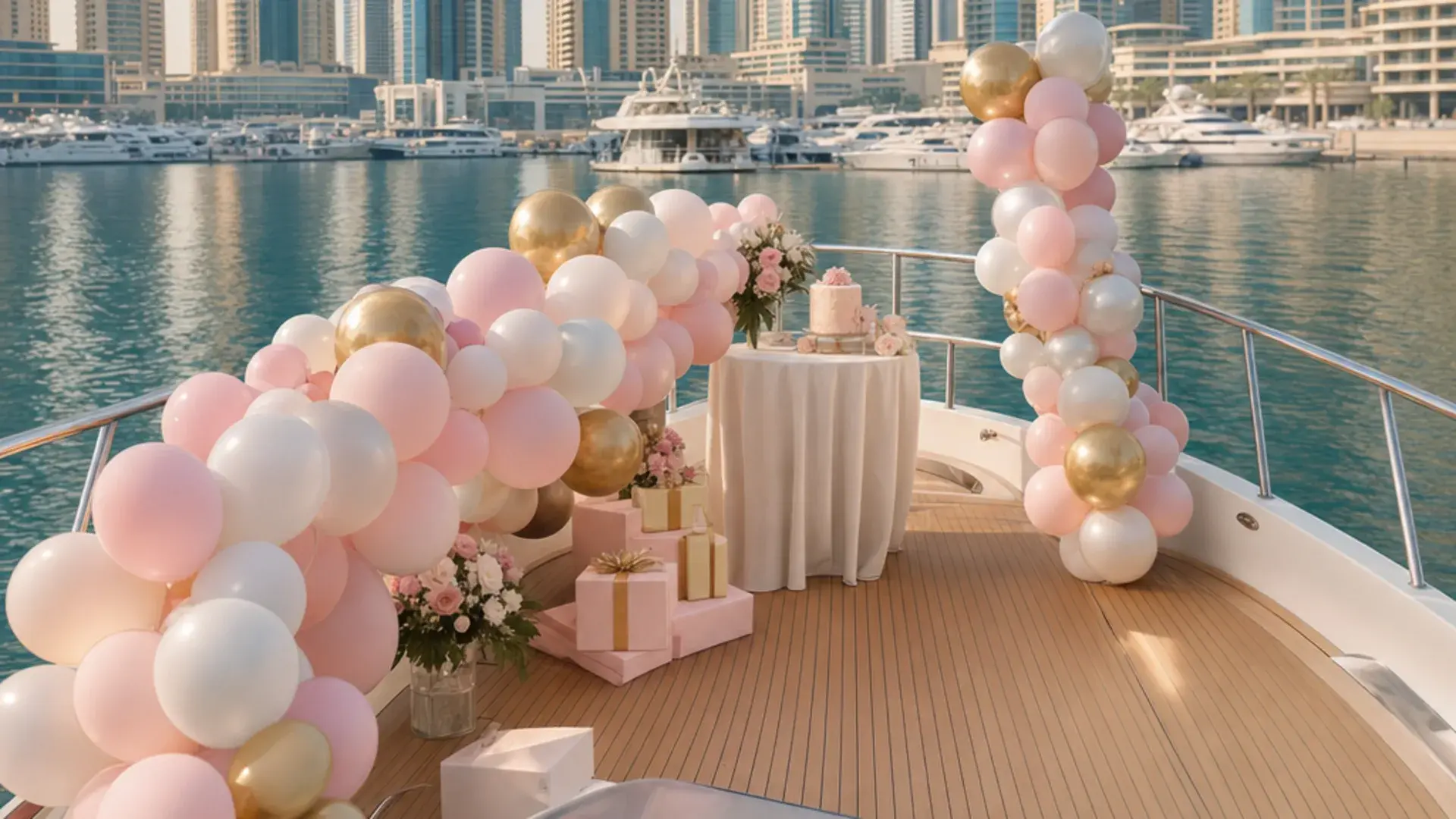 Yacht Birthday Decorations Dubai on a yacht in Dubai