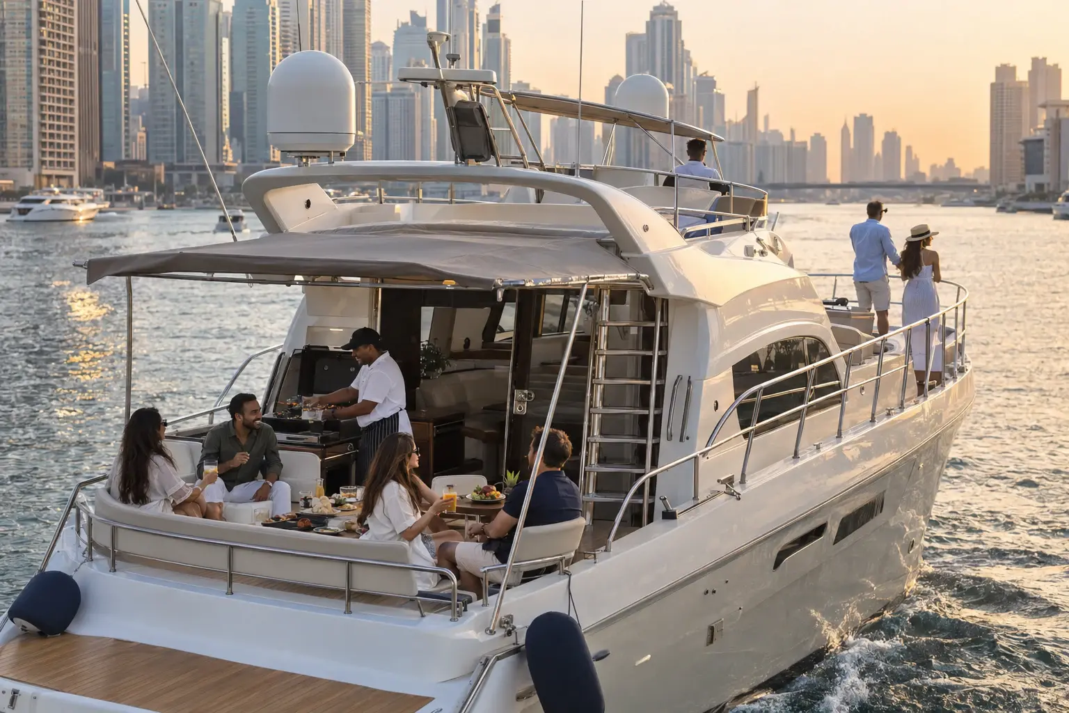 Guests share a relaxed barbecue cruise aboard a yacht departing Phuket before sunset